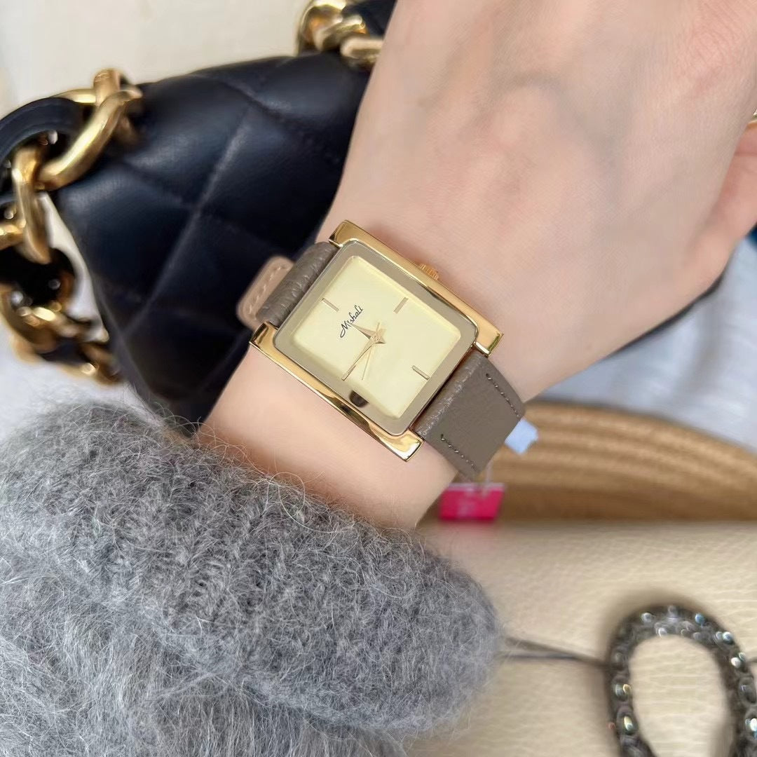 Factory Supply Mishali New Angla Red Square Belt Watch Women's Watch Simple Niche Live
