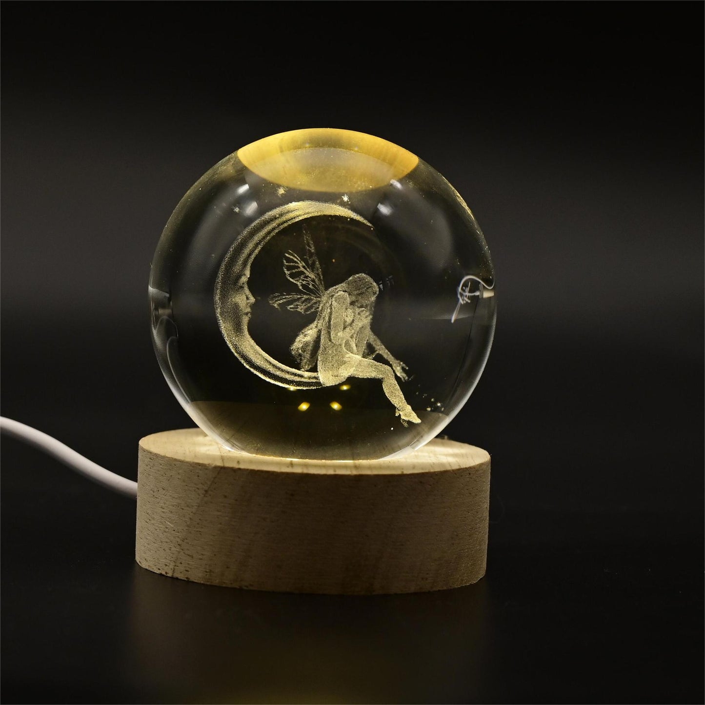 Crystal Nightlight Decorative Ornaments Goblins Fairy Fairy Moon Elves 3D Inner Carving Cross-border Explosion
