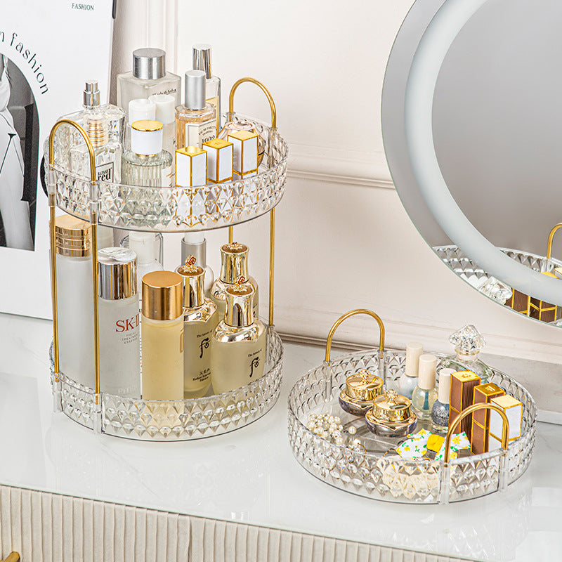 Three-Layer Rotating Storage Rack Large Cosmetics Storage Box Large Capacity Multi-Layer Bathroom Storage Rack Removable