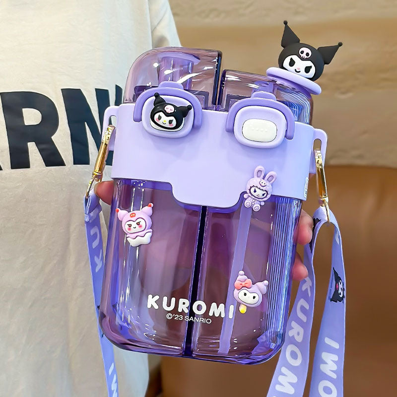 Sanrio Children's Water Cup For School Large Capacity Student Straw Double Drinking Cup Summer Kindergarten Kettle