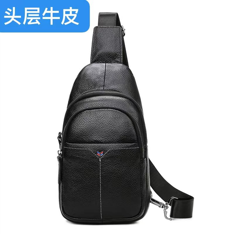 Bags New Casual Men's Leather Bag Chest Bag Top Layer Cowhide Source Wholesale Crossbody Bag Men's Retro Shoulder Bag