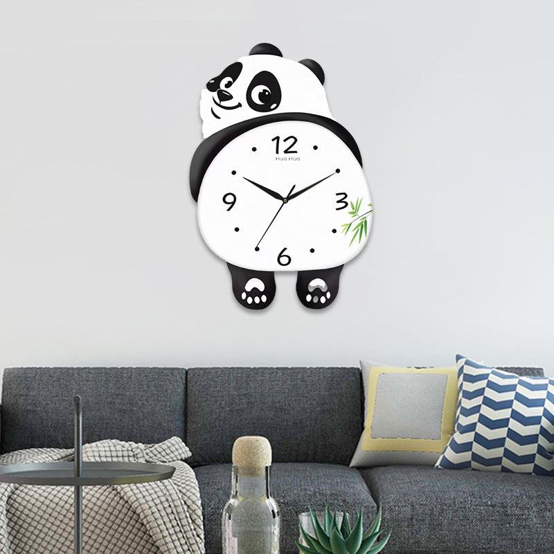Internet Celebrity Panda Wall Clock Modern Home Living Room Wall Clock Creative Restaurant Cute Decorative Wall Clock Swing Wall Watch