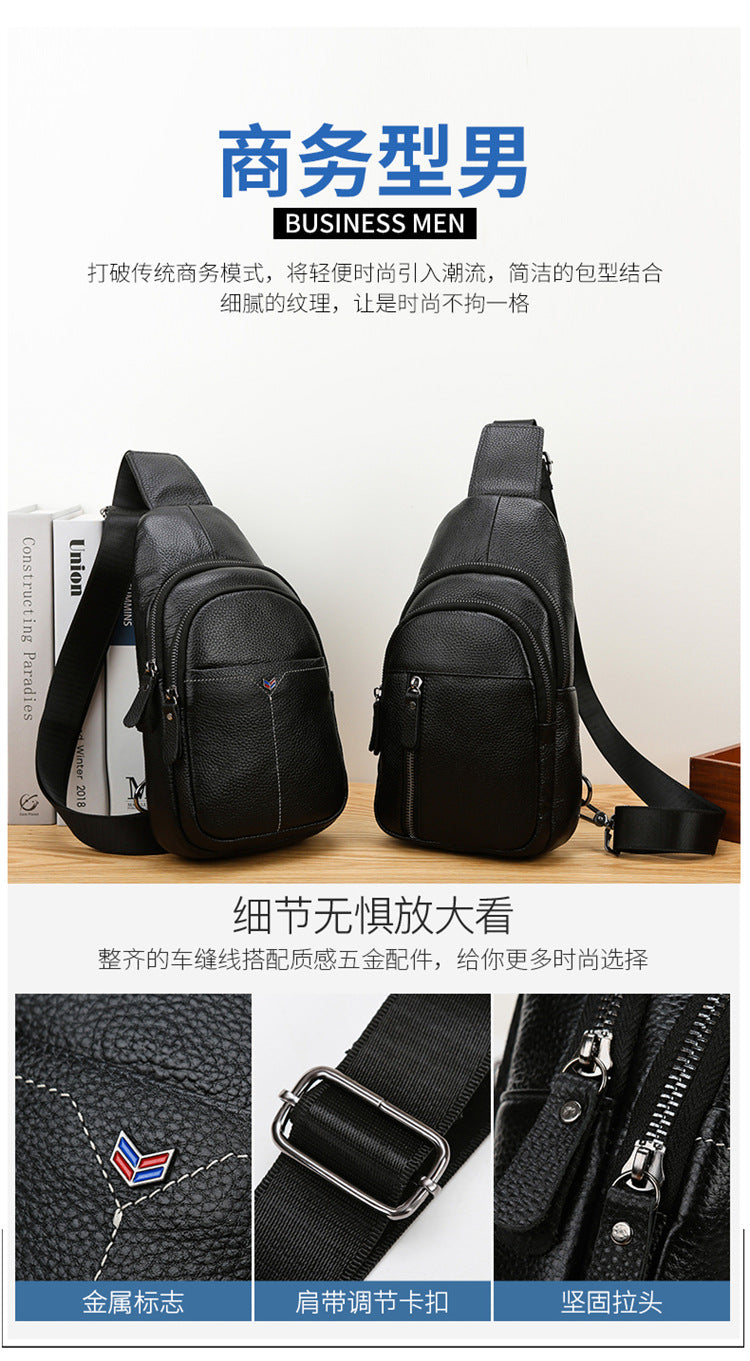 Bags New Casual Men's Leather Bag Chest Bag Top Layer Cowhide Source Wholesale Crossbody Bag Men's Retro Shoulder Bag