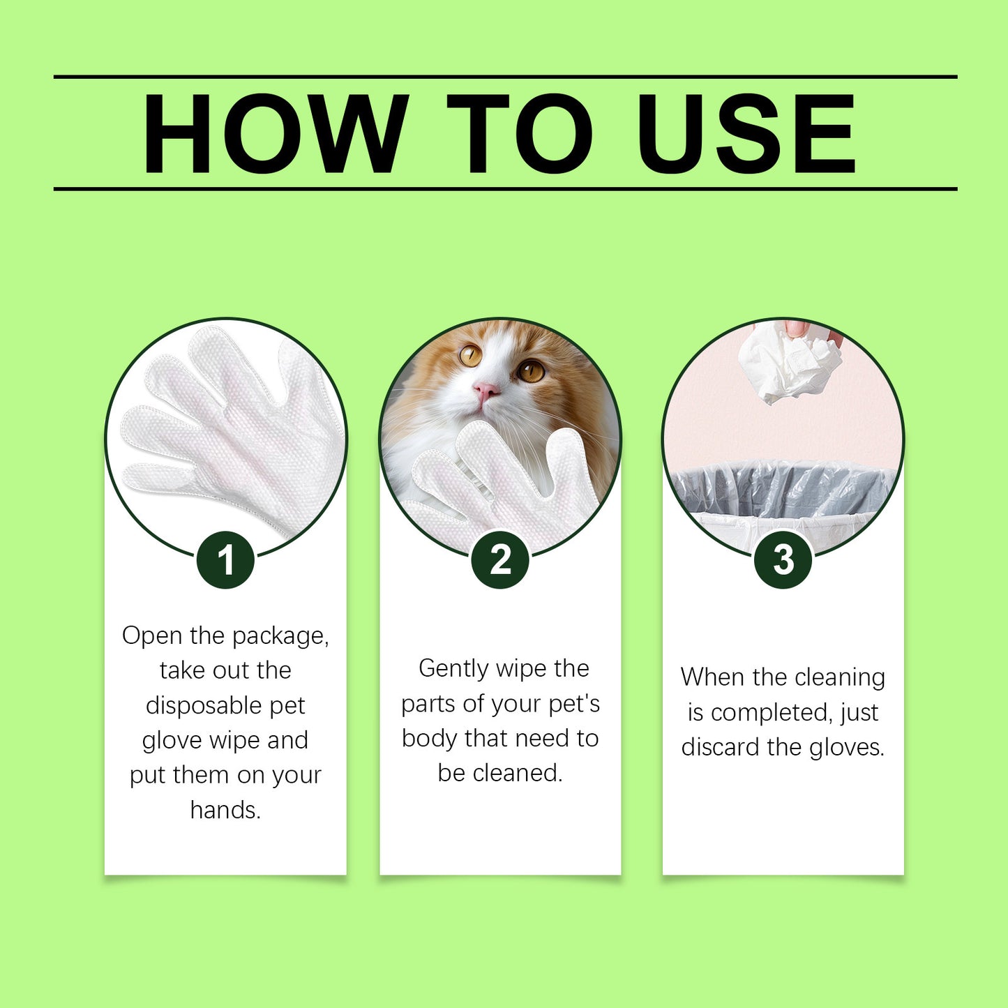 Yegbong Pet Cleaning Disposable Gloves No Bath Cleaning Gloves For Cleaning Cat And Dog Dirt And Odor