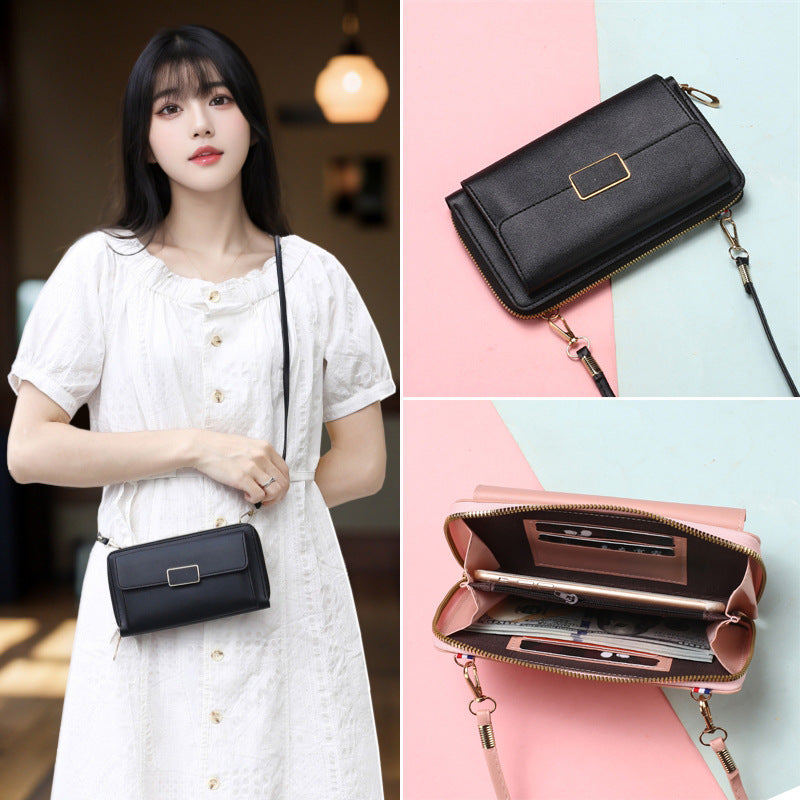 Summer Summer Super Hot Crossbody Small Bag Girl's 2024 New Black Mini Walking Texte Niche Mobile Phone Bag