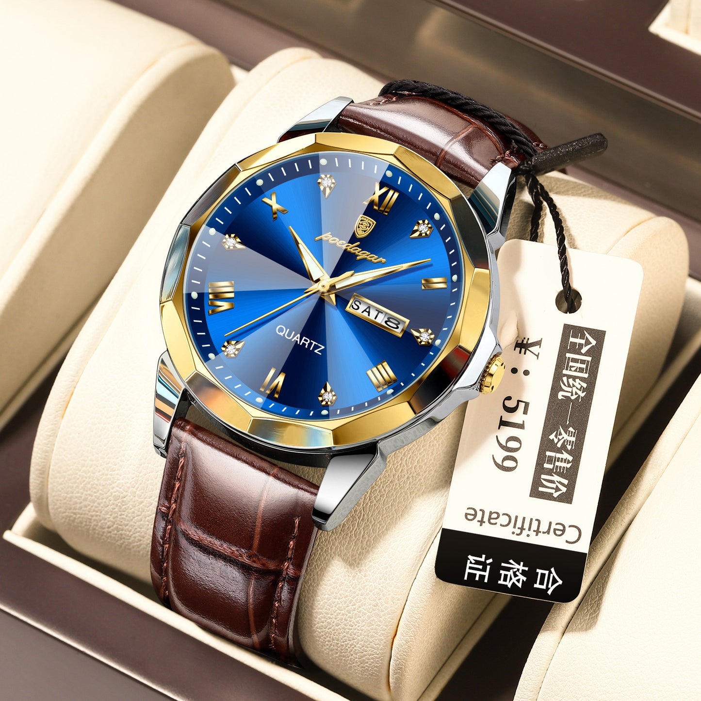 Swiss Brand Belt Men's Watch Waterproof Luminous Fashion Quartz Watch Live Foreign Trade Explosions A Generation Of Hair