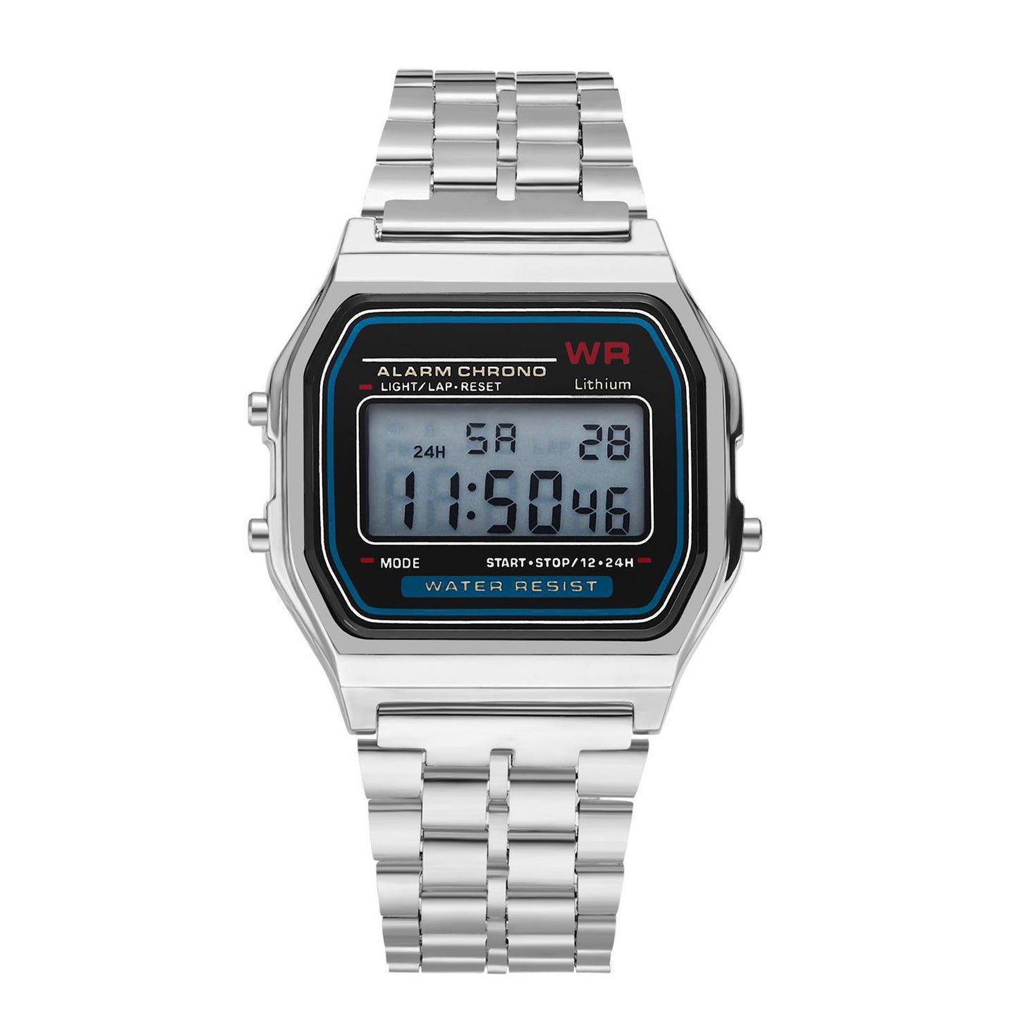 Foreign Trade Popular Square Small Dial Couple Digital Watch F91 Retro Steel Band Student Multi-Functional Sports Watch