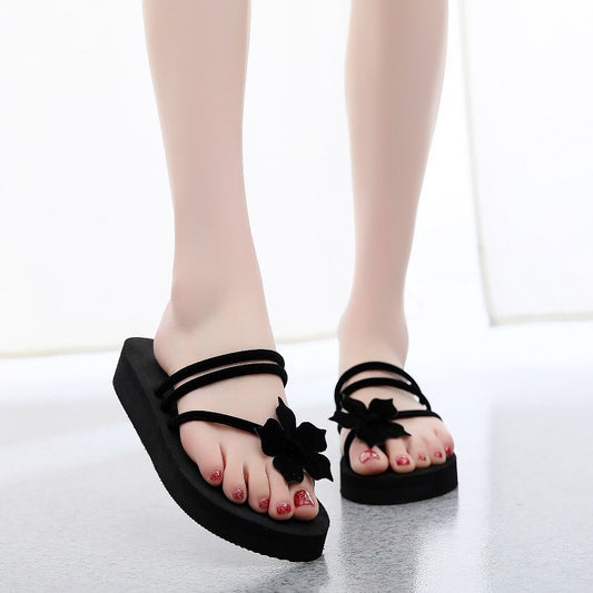 Women's Shoes Women's Slippers Women's Flip-Flops Women's Sandals Summer Wholesale Factory Korean Style Beach Students Wear High Thick Bottom