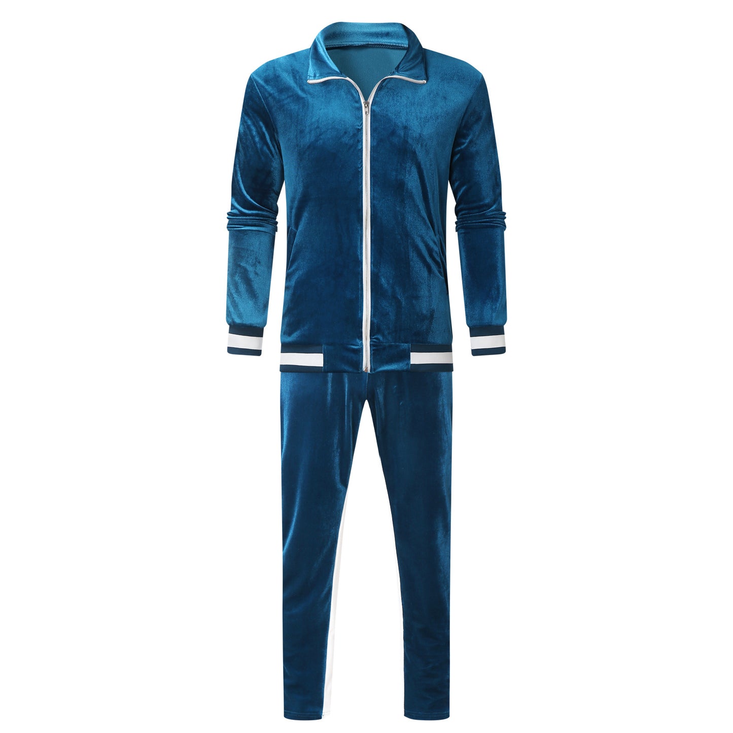 2024 Cross-Border Ebay Independent Station Amazon Sports Contrasting Color Casual Retro Gold Velvet Men's Suit Jacket