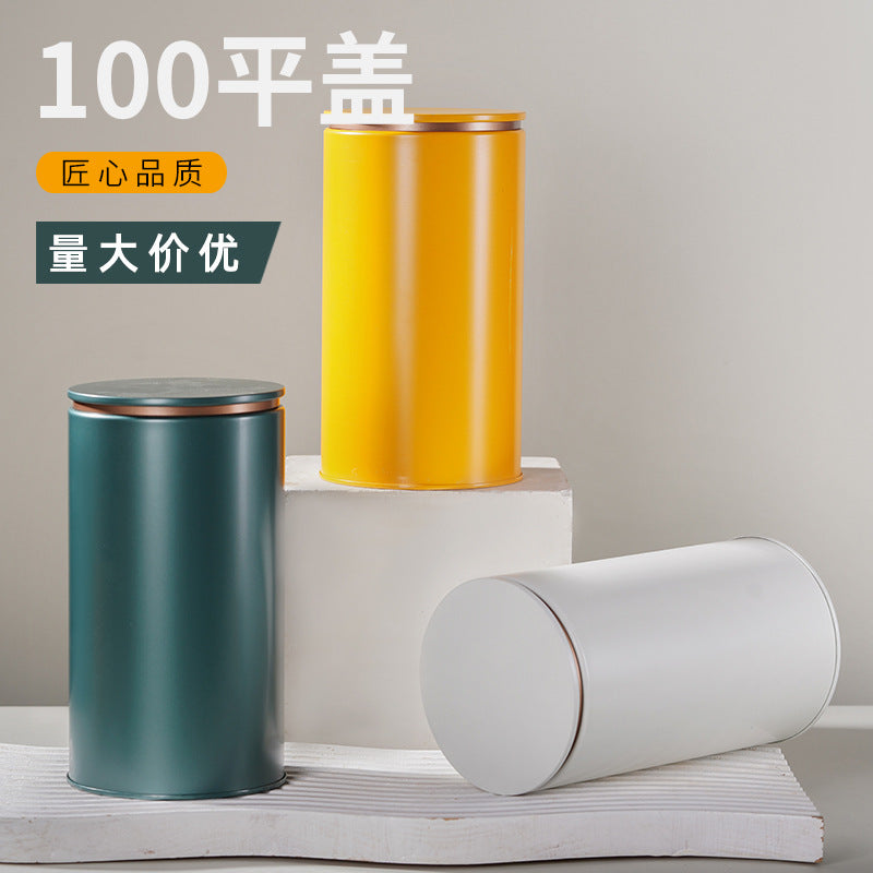 New Flat Lid Matte Round Universal Tea Cans Iron Cans Small Tea Cans Empty Cans Tinplate Tea Boxes Wholesale