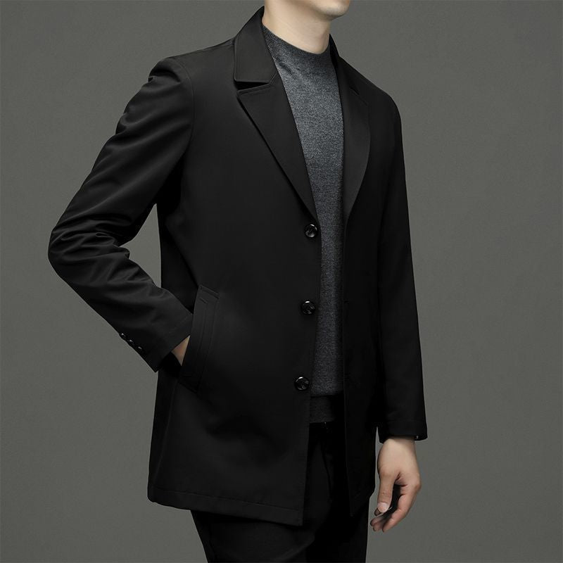 Spring Casual New Simple Windbreaker Men's Mid-Length Loose Large Size Suit Top Men's Jacket Business Men's Clothing