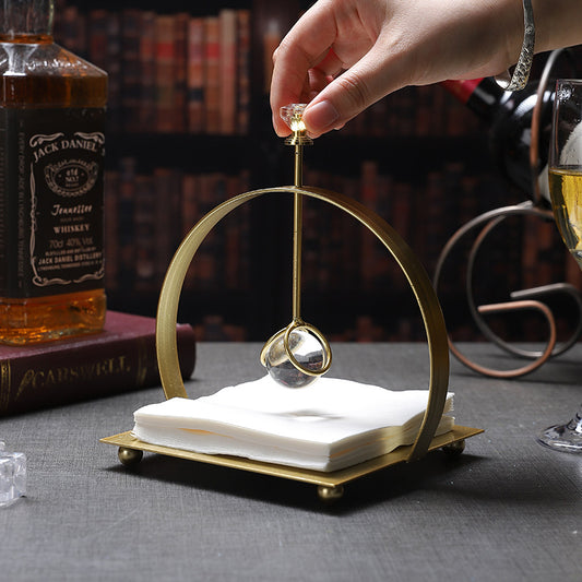 French Square Crystal Paper Towel Holder Creative Office Home Desktop Paper Towel Holder Light Luxury Metal Paper Towel Holder