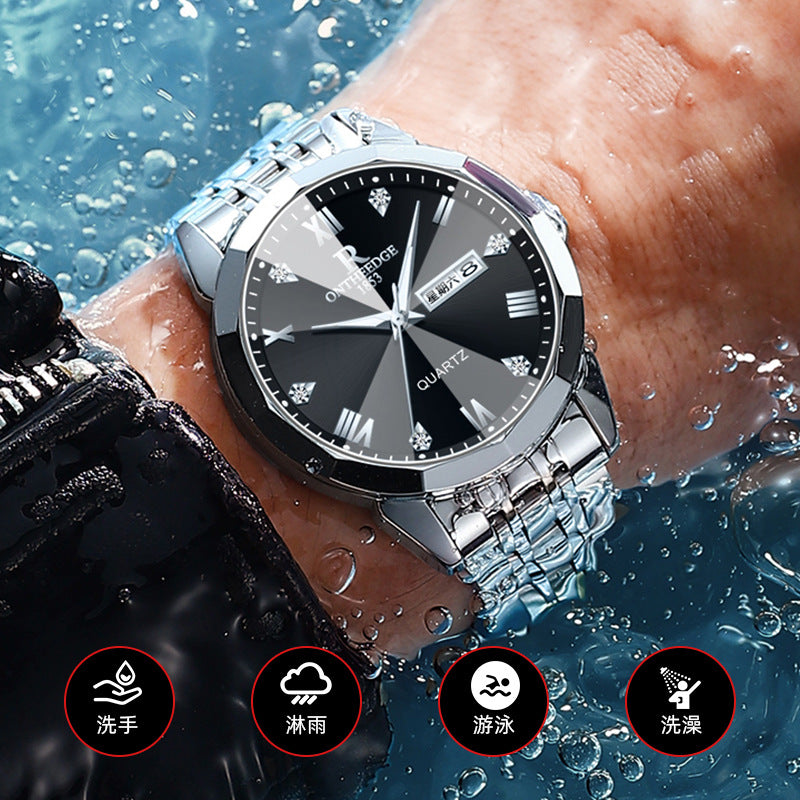 Amazon Explosive Brand Men's Watch Factory Luminous Waterproof Watch Men's Cross-border Foreign Trade Quartz Watch Wholesale