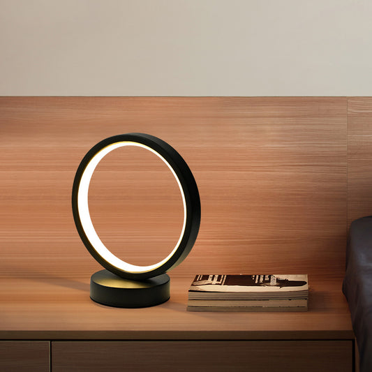 Simple Modern Creative Led Round Household Usb Table Lamp Hotel Bedside Study Bedroom Living Room Dimmable Lighting