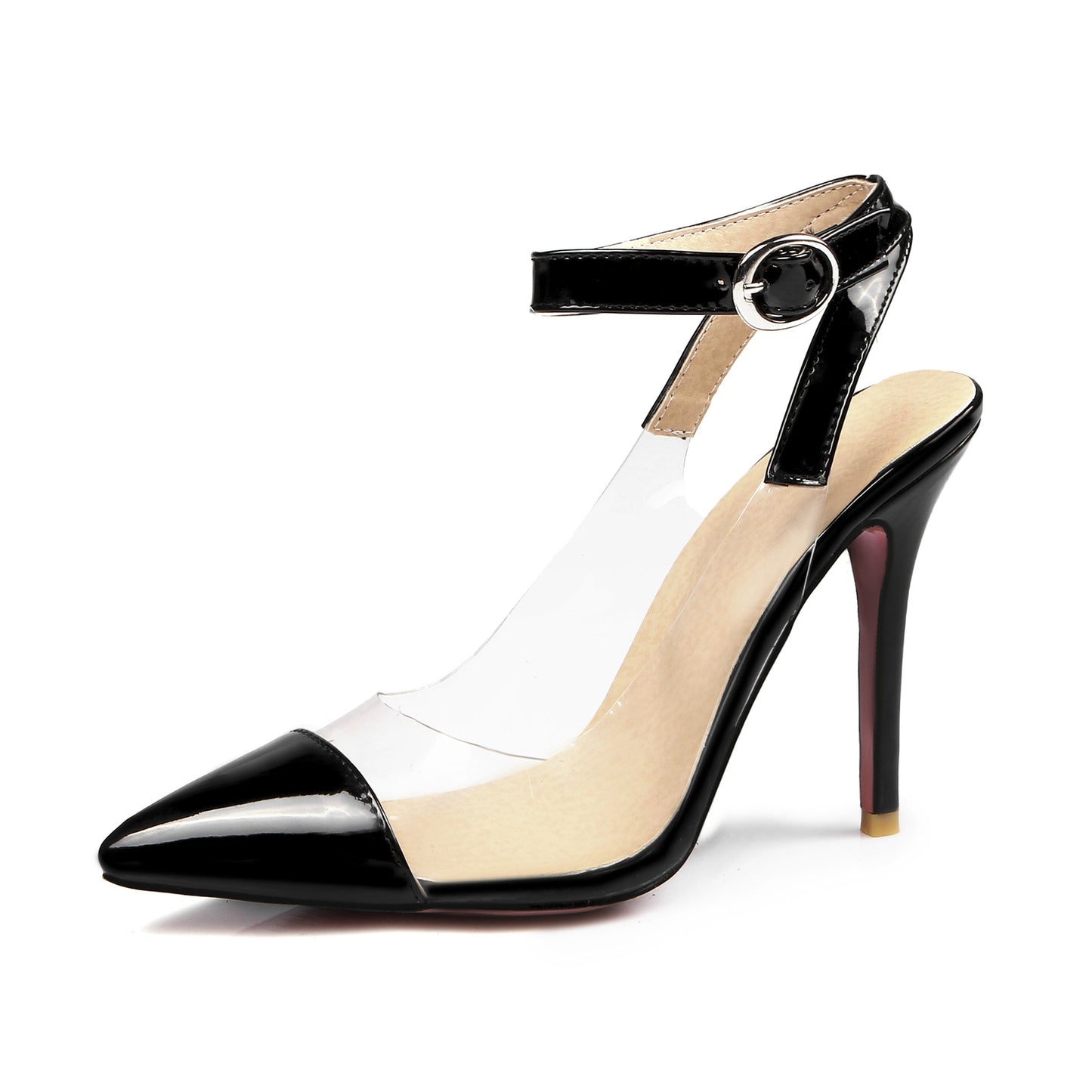 2024 New Transparent Baotou Sandals Women's Summer Stiletto Sexy All-match White Pointed High Heels With Patent Leather