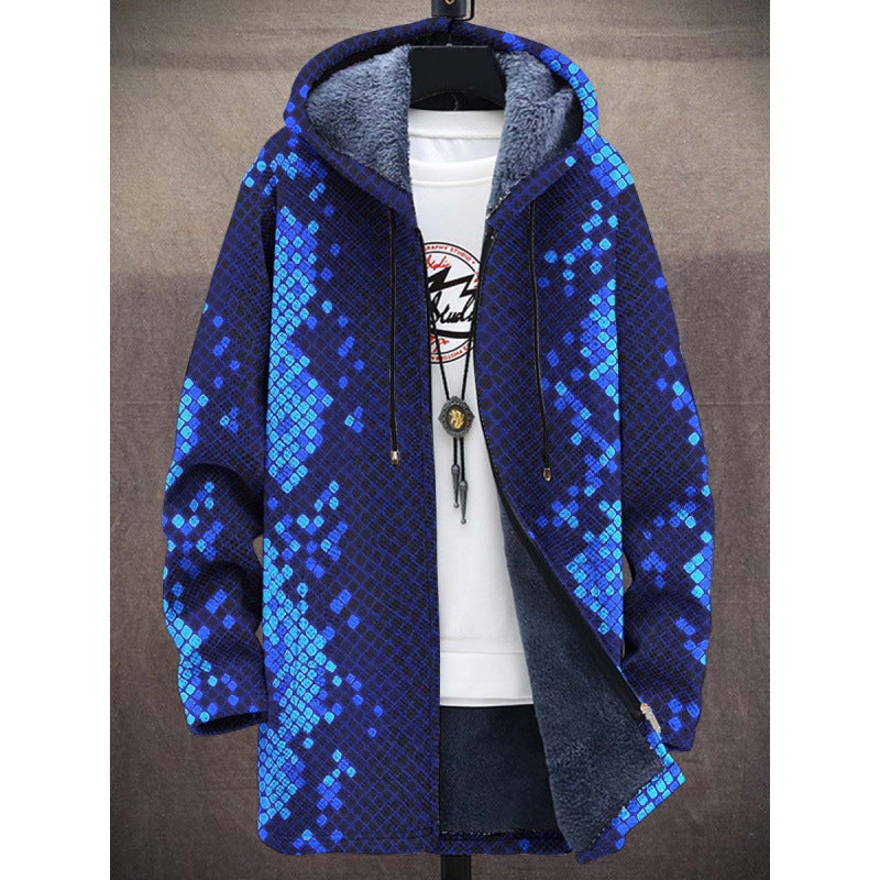 Cross-border D215 Men's Casual Zipper Hooded Cardigan Cotton-padded Jacket Gray Lining