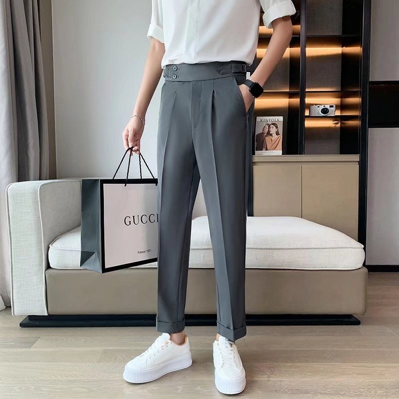 Source Manufacturers Homemade Men's Naples British Vertical High Waist Straight Pants Summer Casual Pants Fashion Pants