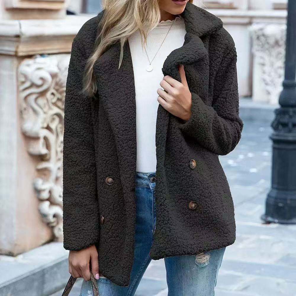 Women's Fashion Winter Coat Lambswool Faux Fur Wool Oversized Stylish Jacket