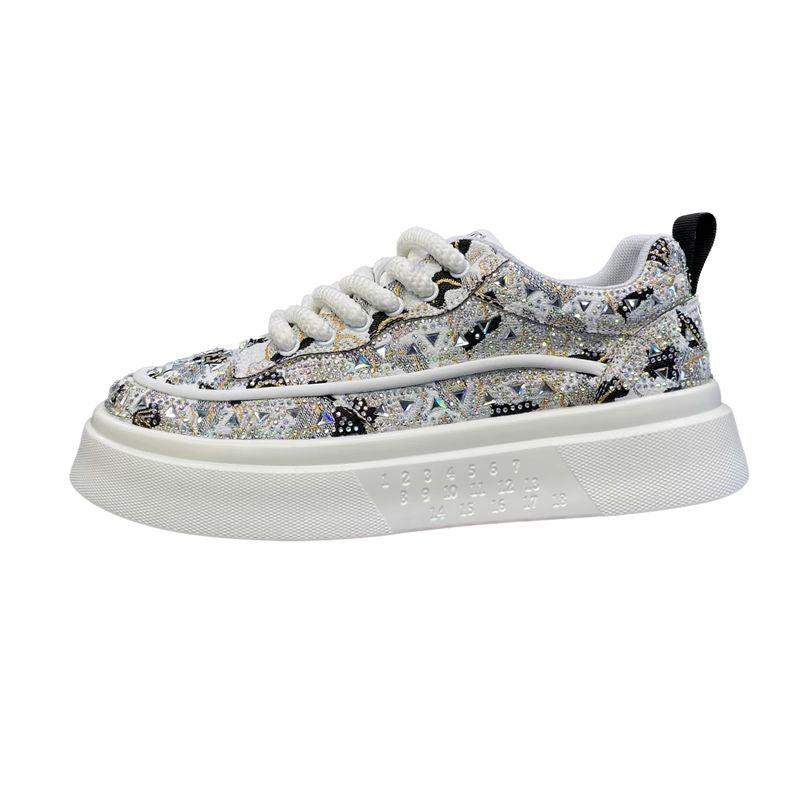 Men's Shoes 2025 New Trendy Rhinestone Men's Sneakers Summer Breathable Versatile Thick-Soled Men's Casual Shoes