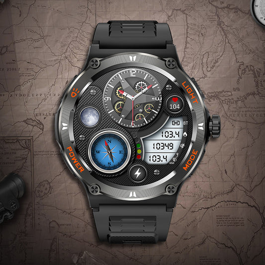 Cross-Border Kt76 Smart Watch Heart Rate Compass Flashlight Bluetooth Call Pedometer Sports Watch Smart Bracelet