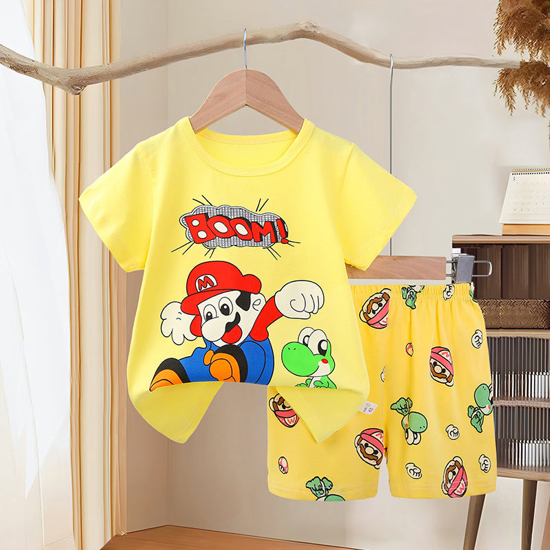 Pajamas For Kids Kidsren's Clothing New Kidsren's Summer Pajamas Thin Cute Cartoon Short-Sleeved Shorts Set