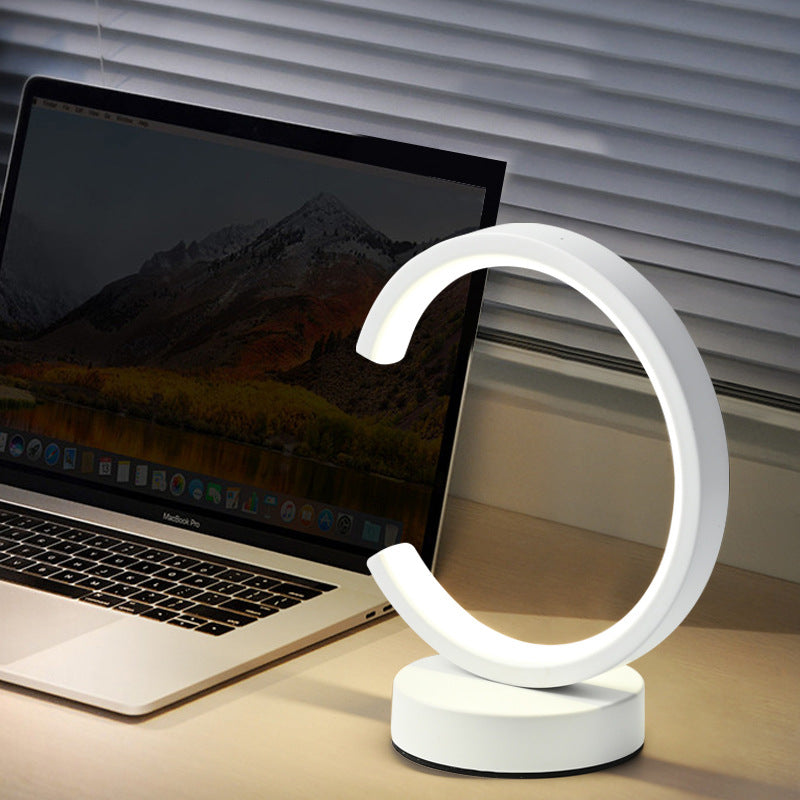 Simple Modern Creative Led Round Household Usb Table Lamp Hotel Bedside Study Bedroom Living Room Dimmable Lighting