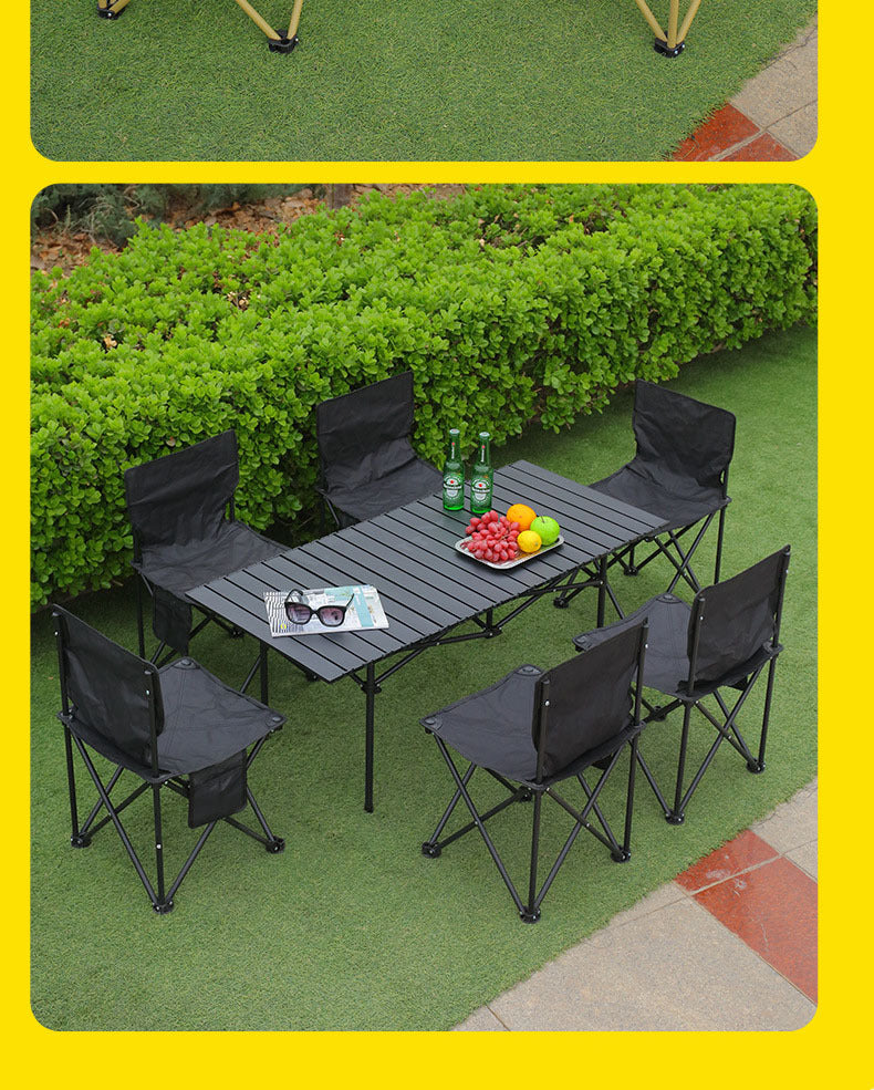 Wholesale Outdoor Folding Table Metal Egg Roll Table Portable Camping Picnic Table Stall Table Camping BBQ Self-driving Tour