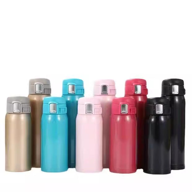 304 Stainless Steel Vacuum Thermos Cup Side Sliding Lock Snap Cover Water Cup Net Red Car Portable Gift Cup Wholesale