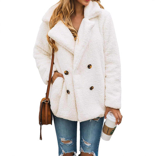Women's Fashion Winter Coat Lambswool Faux Fur Wool Oversized Stylish Jacket