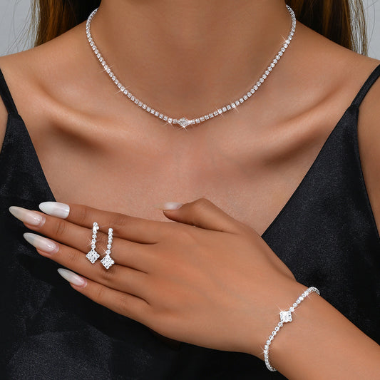 Fashion New Ins Niche Fashion Personality High-grade Versatile Claw Chain Necklace Stud Earrings Bracelet Three-piece Set