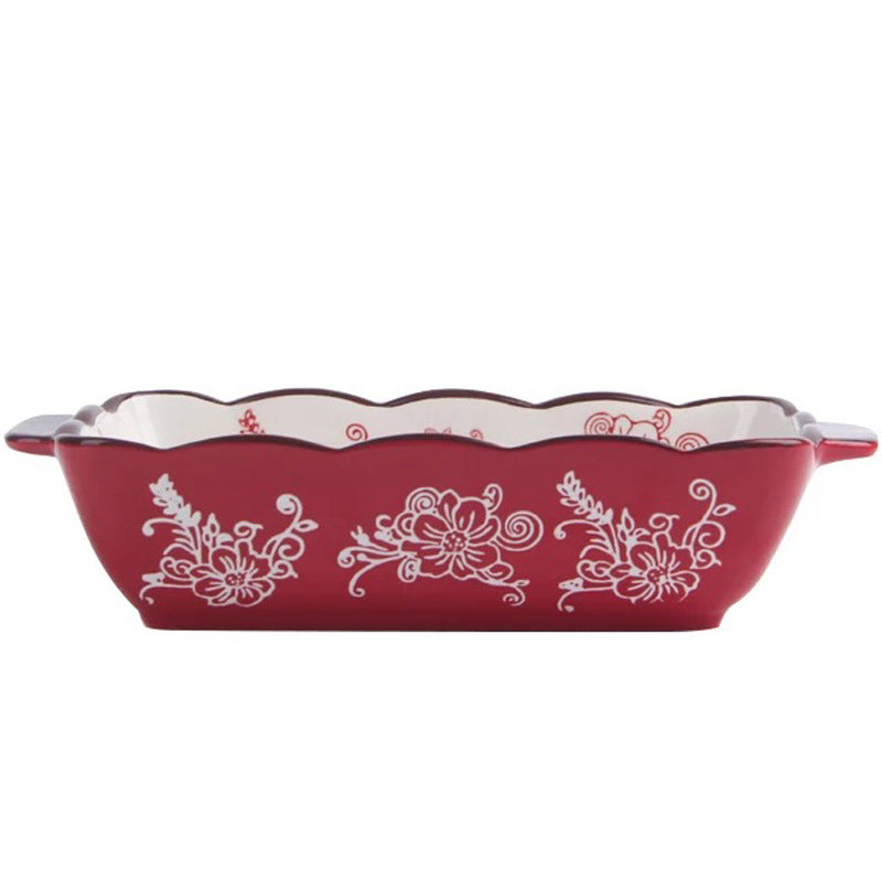 One-Person Underglaze Ceramic Baking Pan Cheese Baked Rice Bowl Oven Baked Rice Plate Breakfast Plate Home Plate Dish Plate