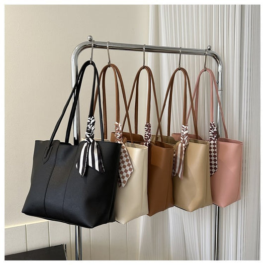 Simple Commuter Large Capacity Bag Women's Korean Fashion Tote Bag 2024 Spring And Summer Niche Texte Shoulder Handbag