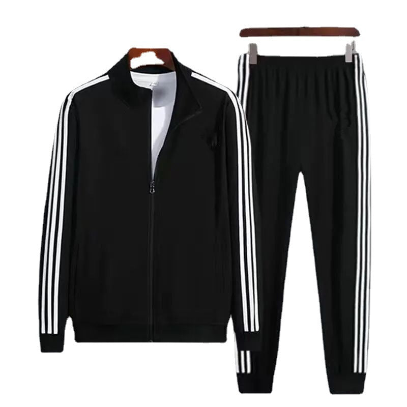 Sportswear Suit Men's And Women's Stand Collar Running Clothes Spring And Autumn Long Sleeve Morning Running Two-piece Suit Versatile Internet Celebrity Slim Fit Couple Style