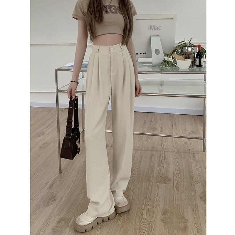 Wholesale 2025 Black Suit Pants Elastic Waist Slim Casual Pants Summer Loose Wide Leg Pants High Waist Drape Pants