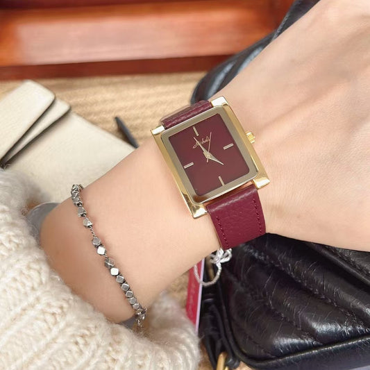 Factory Supply Mishali New Angla Red Square Belt Watch Women's Watch Simple Niche Live