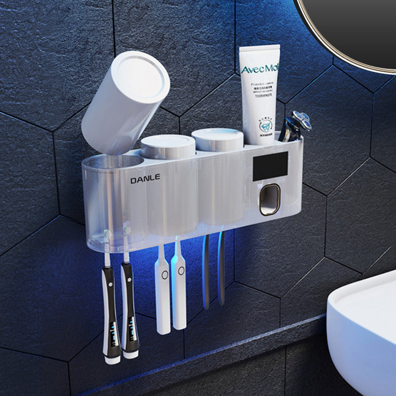 Intelligent Toothbrush Sterilizer Ultraviolet Sterilization Charging Light Energy Punch-Free Wall-Mounted Electric Brush Cup Storage Rack