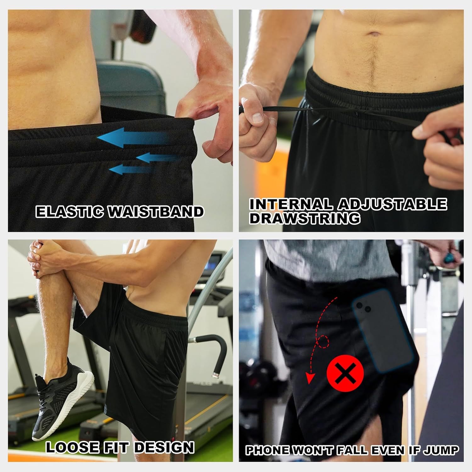 BALENNZ Men's Sports Shorts With Pocket And Elastic Belt Quick-Dry Sportswear Oreeta Cross Pants