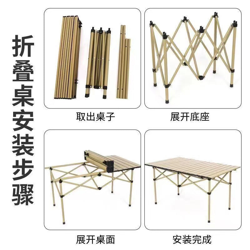 Wholesale Outdoor Folding Table Metal Egg Roll Table Portable Camping Picnic Table Stall Table Camping BBQ Self-driving Tour