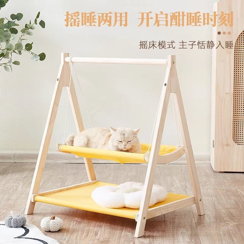 Cat Hammock Cat Swing Cat Bed Pet Bed Wooden Cat Nest Winter Warm Four Seasons Universal Cat Shaker