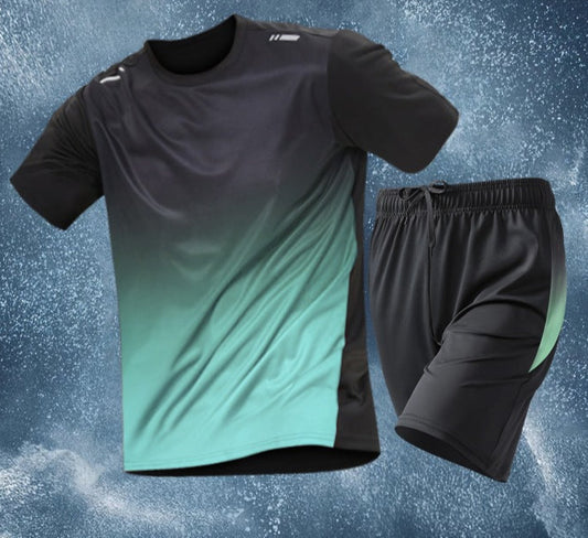 Quick-drying T-shirt Men's Sports Suit Loose Ice Silk Summer Thin Fitness Clothes Training Running Clothes Short-sleeved Top