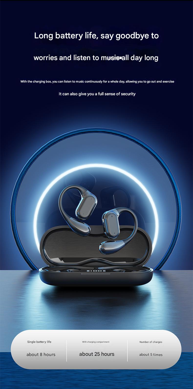 New Cross-border Q13 Non-in-ear Bluetooth Headset Ear-hanging Sports Portable Headset Long Endurance Noise Reduction Wholesale
