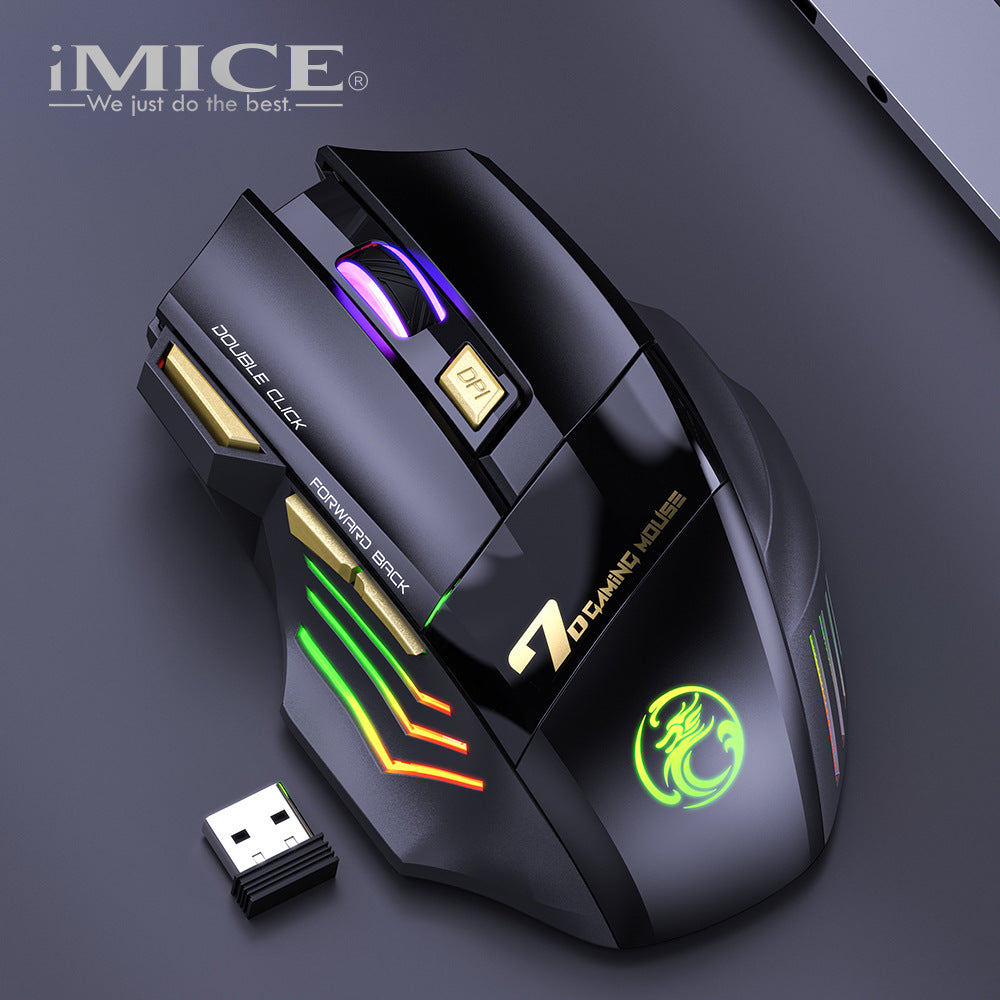 7-button Double-click-free 2.4G Silent RGB Light Wireless Gaming Mouse ( Rechargeable )