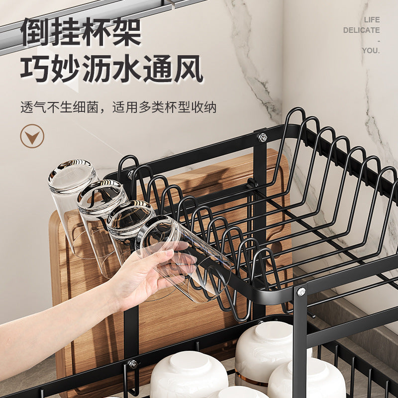 Explosive Cross-border Self-draining Bowl Rack Multifunctional Storage Rack Table Top Draining Rack Dishes Storage Rack Cupboard