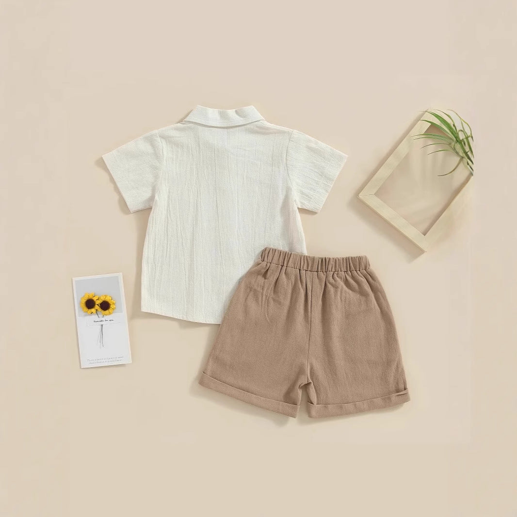 Baby Clothes Class A Summer Boys One-Year-Old Split Suit Cute Summer Top 0-150.00g Piece Set Summer Thin Guofeng