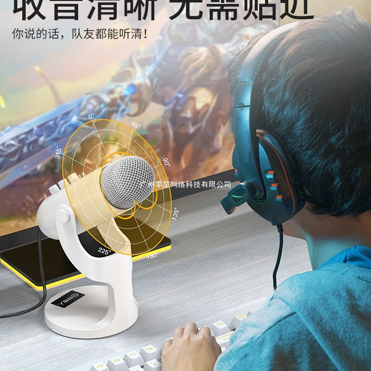 Desktop Computer Microphone Live Broadcast Dedicated USB Microphone Condenser Radio Anchor Karaoke Recording Equipment Mobile Phone Sound Card