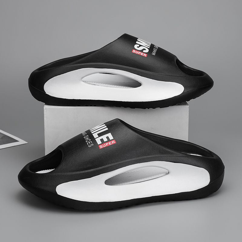 Hot Summer New Eva Slippers Men's Outer Wear Thick-soled Non-slip Wear-resistant Sandals And Slippers Women's Shit-feeling Beach Shoes