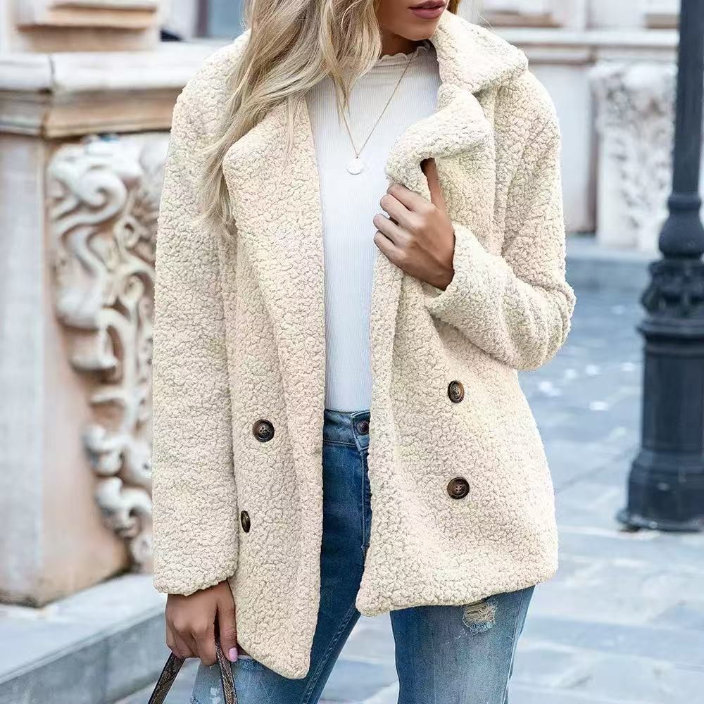Women's Fashion Winter Coat Lambswool Faux Fur Wool Oversized Stylish Jacket