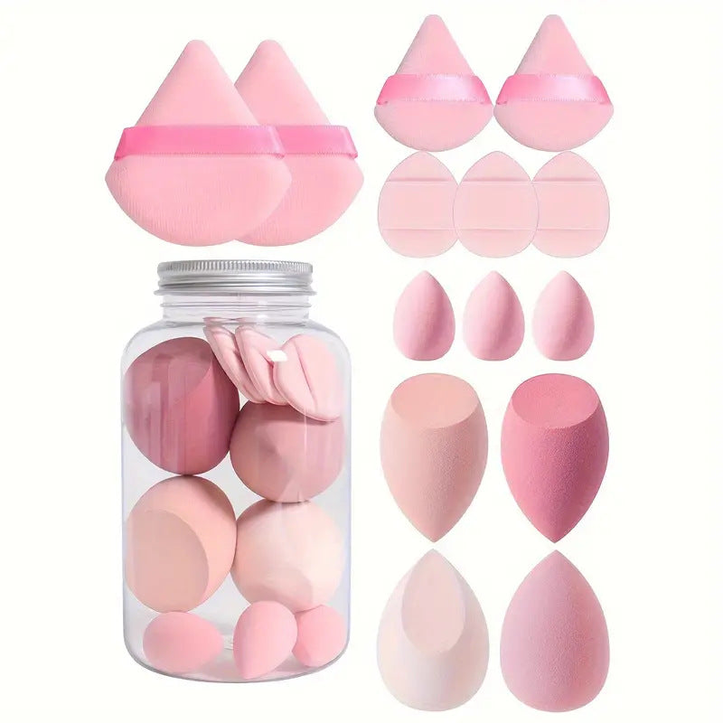 Cross-border Explosions Drifting Bottled 14-piece Powder Puff Suit Beauty Egg Thumb Powder Puff Cotton Powder Puff Mini Powder Puff