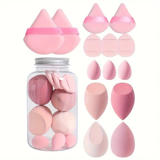 Cross-border Explosions Drifting Bottled 14-piece Powder Puff Suit Beauty Egg Thumb Powder Puff Cotton Powder Puff Mini Powder Puff