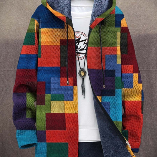 Cross-border D215 Men's Casual Zipper Hooded Cardigan Cotton-padded Jacket Gray Lining